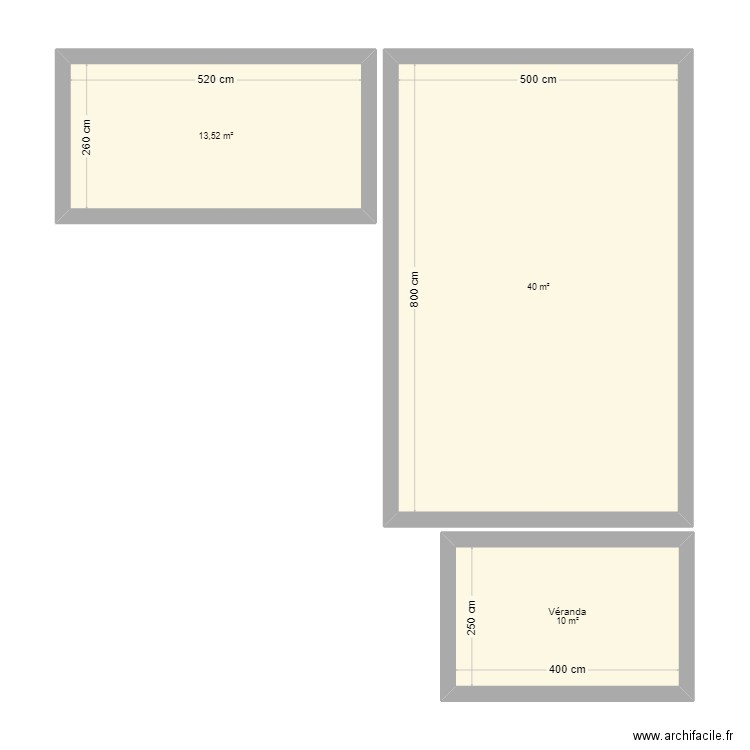 Extension. Plan de 3 pièces et 64 m2