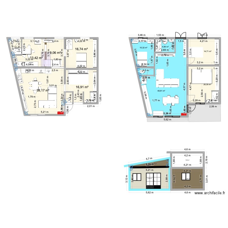 dernier 2 plafond. Plan de 15 pièces et 235 m2