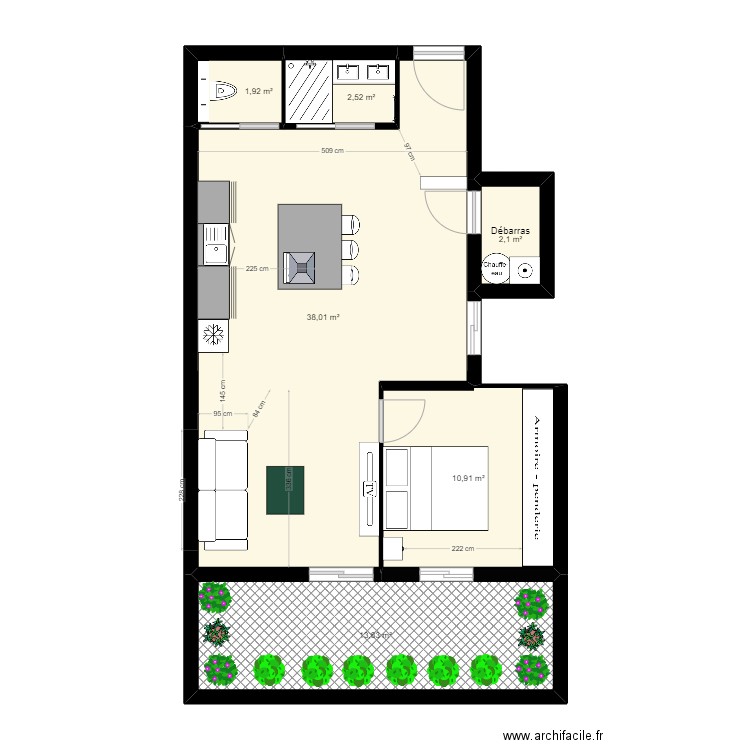 Laetitia rénovation v3. Plan de 6 pièces et 69 m2