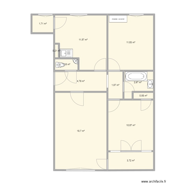 Pasteur. Plan de 12 pièces et 70 m2