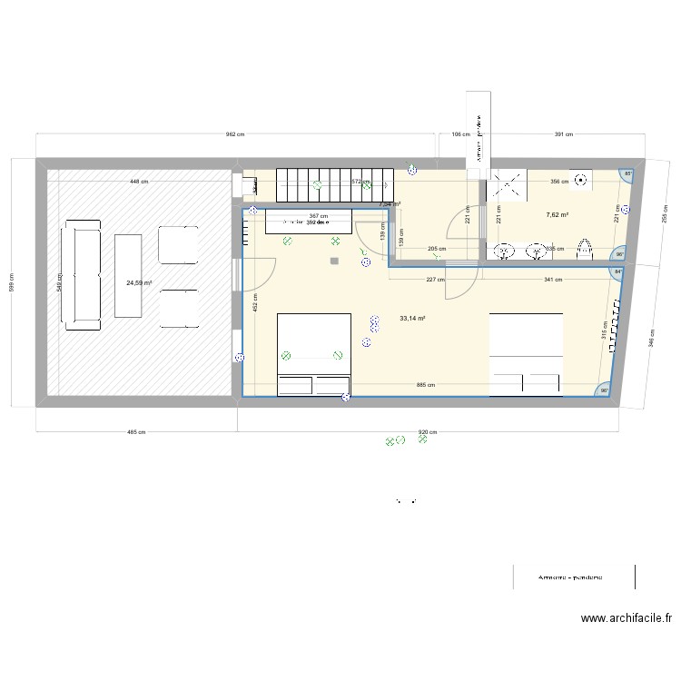 Cavell etage new. Plan de 6 pièces et 72 m2