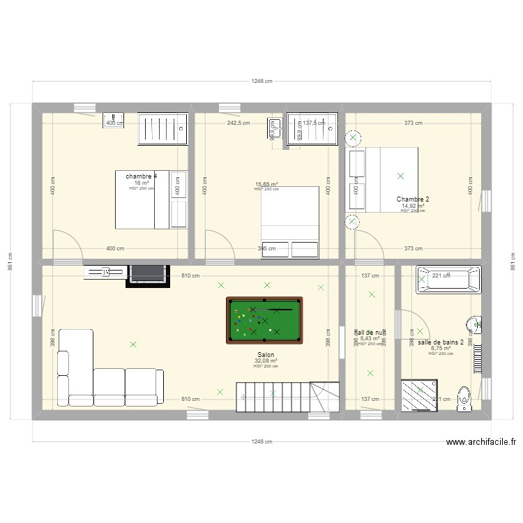 Pontos étage 5. Plan de 6 pièces et 93 m2