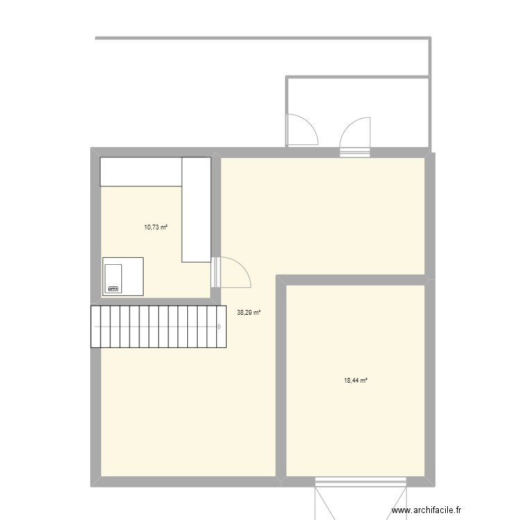 SS SOL. Plan de 3 pièces et 67 m2