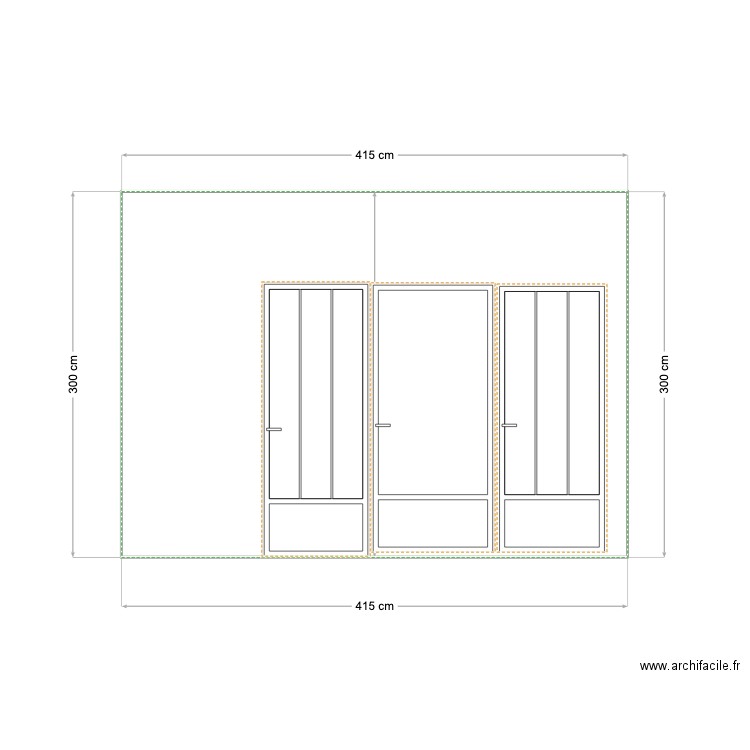 B) facade devant chambre. Plan de 0 pièce et 0 m2