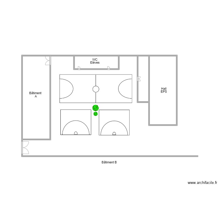 cour de recréation . Plan de 4 pièces et 10 m2