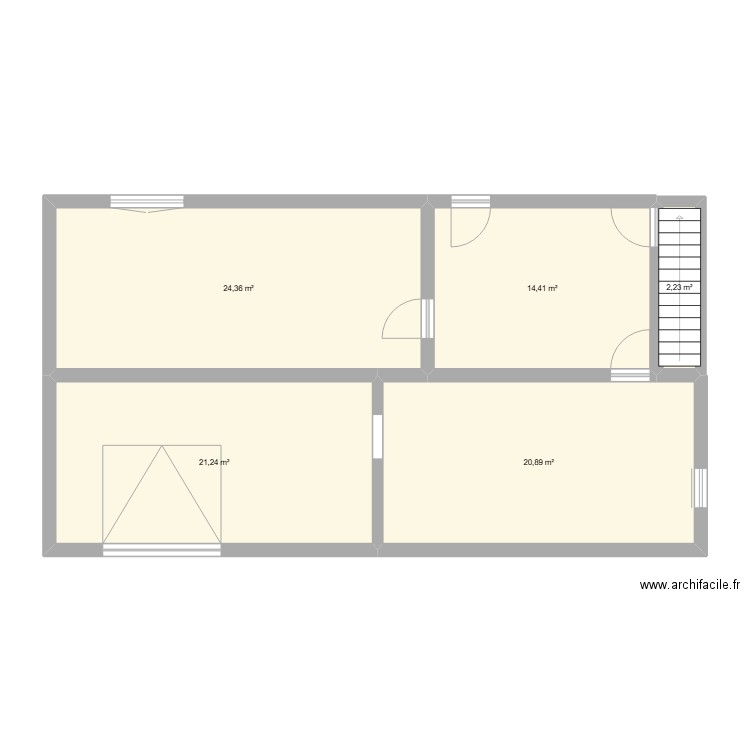 Chambre léane. Plan de 5 pièces et 83 m2