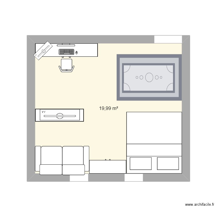 CHAMBRE. Plan de 1 pièce et 20 m2