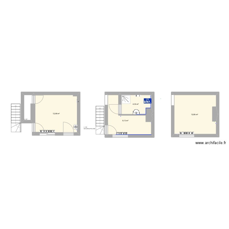 Maison. Plan de 4 pièces et 38 m2