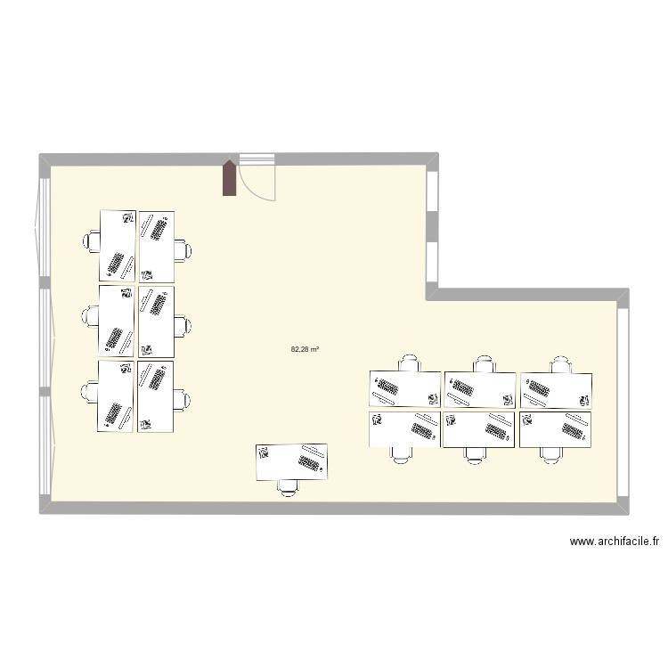 RDC Rouen. Plan de 1 pièce et 82 m2