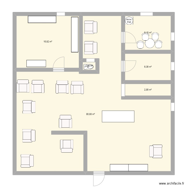 PLAN SALON NUANCE COIFFURE. Plan de 6 pièces et 116 m2