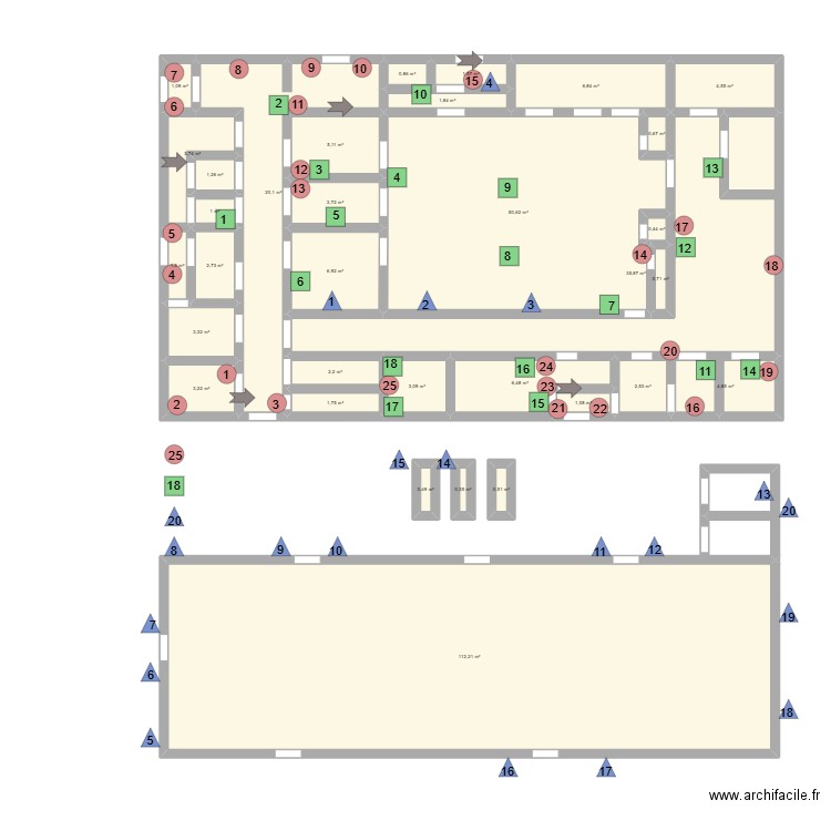 PAULUS. Plan de 33 pièces et 293 m2