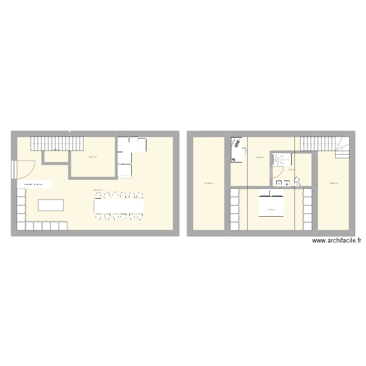 yerlr. Plan de 8 pièces et 141 m2