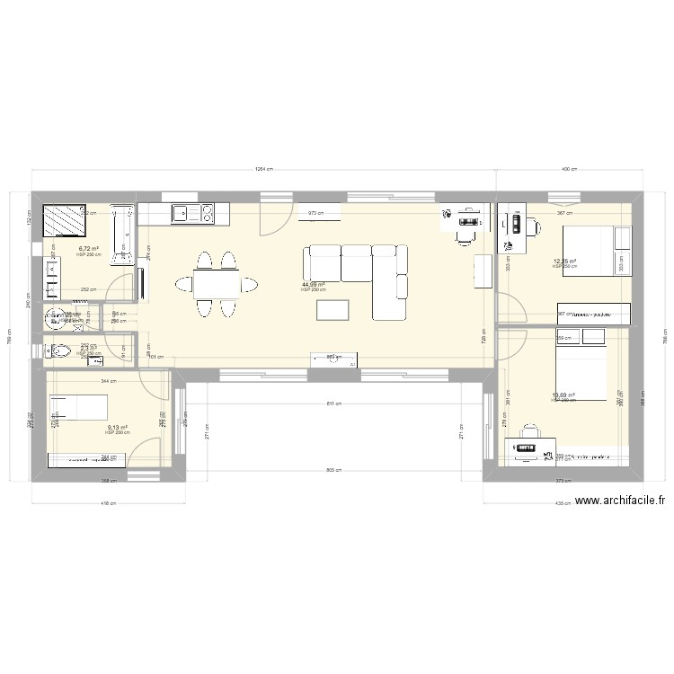 Vergné 2024 06 17 V6. Plan de 7 pièces et 90 m2