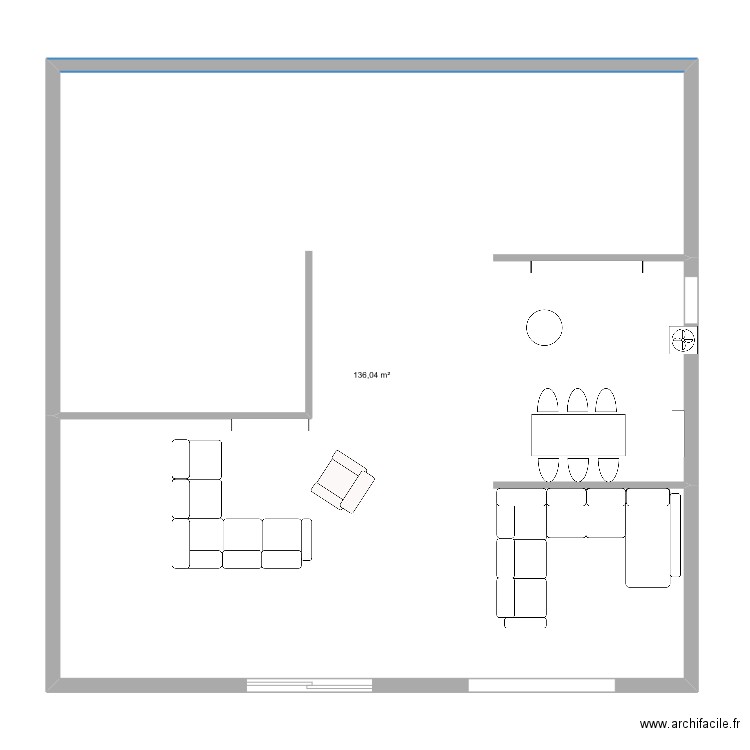 story. Plan de 1 pièce et 136 m2