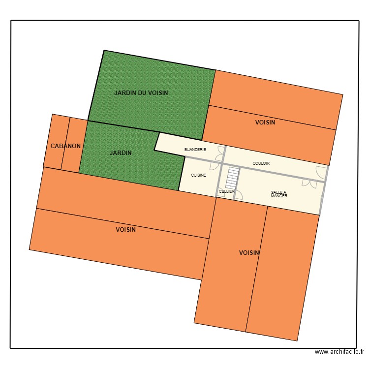 plan de masse maison de l'atelier. Plan de 4 pièces et 81 m2