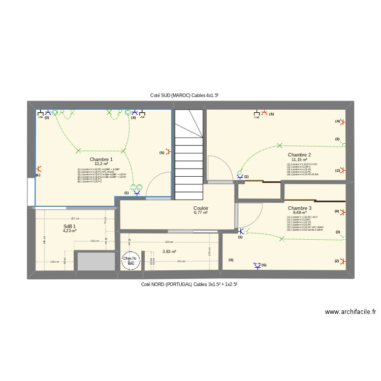 PAM etage 2025. Plan de 7 pièces et 49 m2