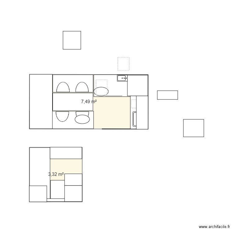 essai. Plan de 2 pièces et 11 m2