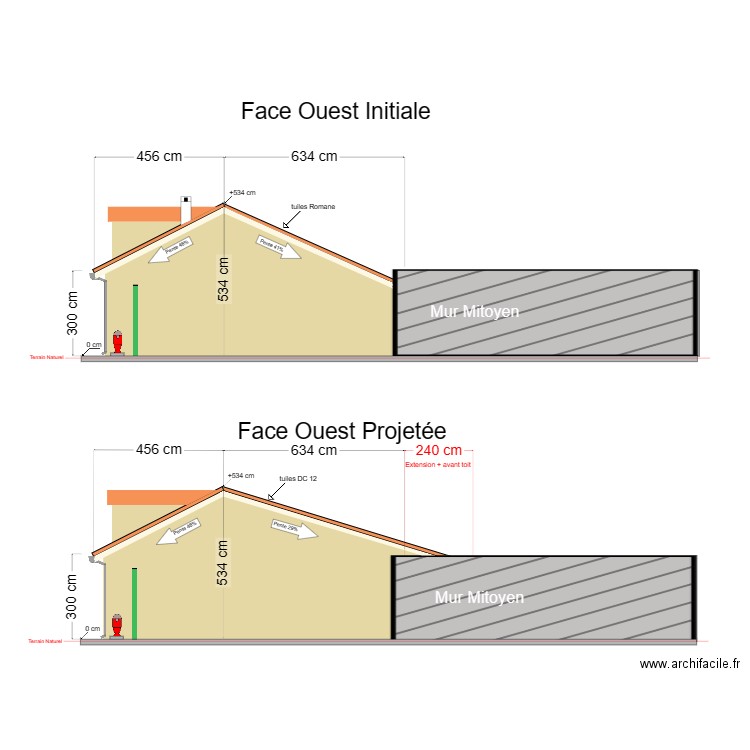  FACE OUEST DP4. Plan de 0 pièce et 0 m2