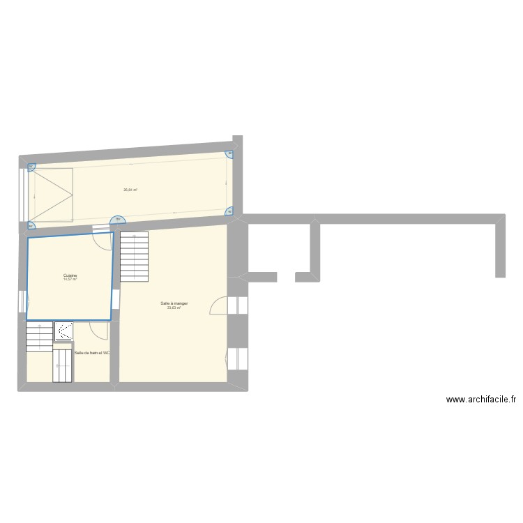 HUARD- MONPAZIER. Plan de 4 pièces et 85 m2