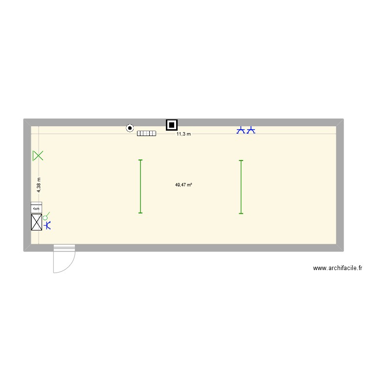 BOX EXISTANT CHRISTIAN-ADRIEN. Plan de 1 pièce et 49 m2