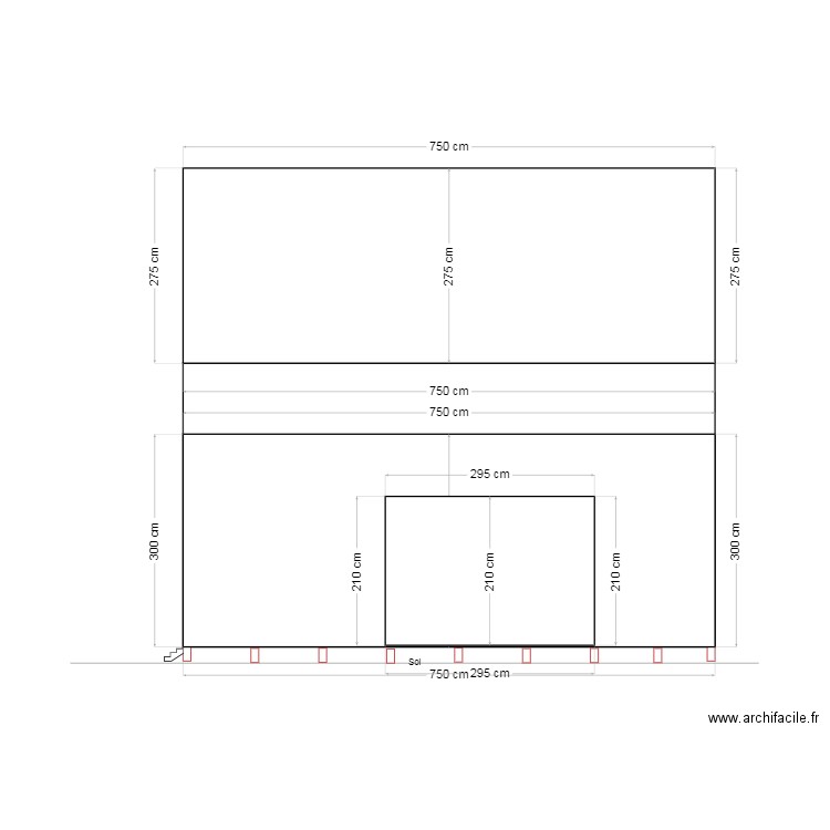 Vue coupe façade avant WWM02.25. Plan de 0 pièce et 0 m2