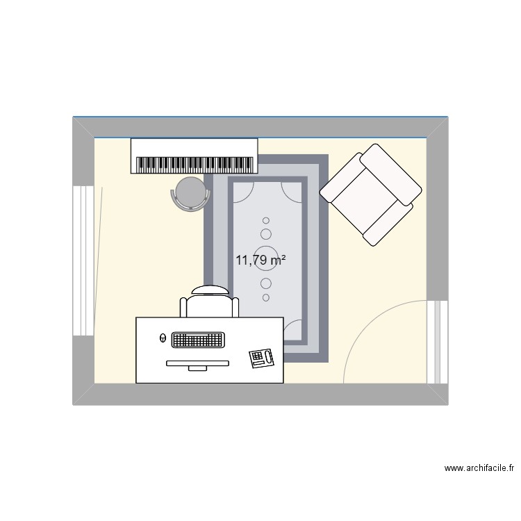 bureau. Plan de 1 pièce et 12 m2