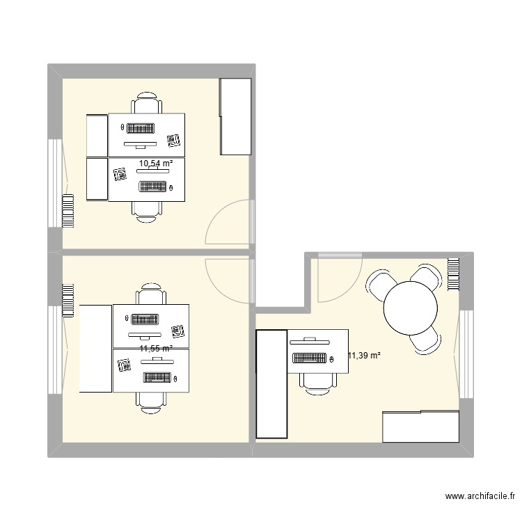 BureauALL. Plan de 3 pièces et 33 m2