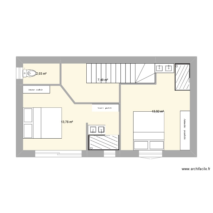 maison. Plan de 4 pièces et 37 m2