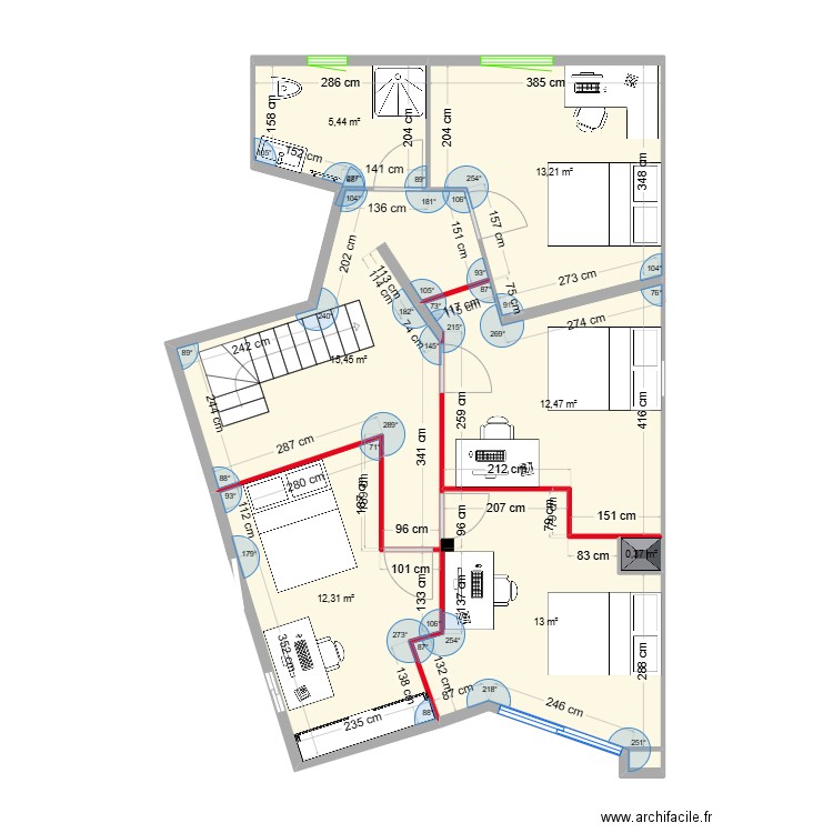 Maison Daix Etage v1. Plan de 7 pièces et 72 m2