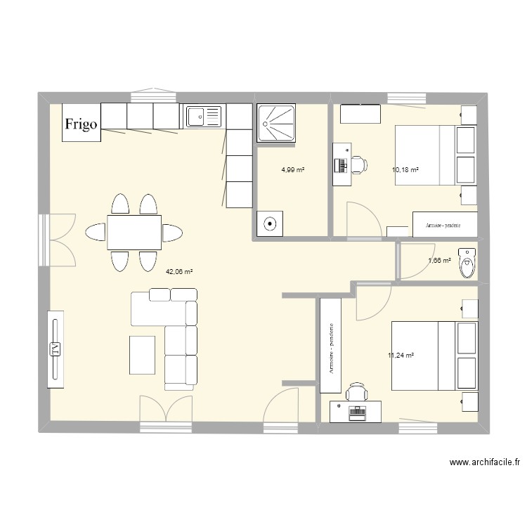 maison. Plan de 5 pièces et 70 m2