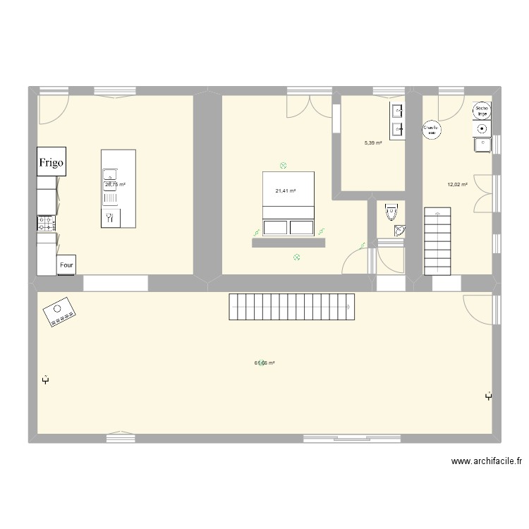 maison crouais. Plan de 5 pièces et 128 m2