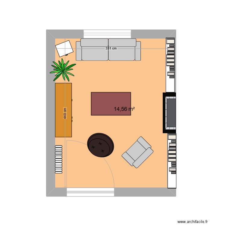 Salon1. Plan de 1 pièce et 15 m2