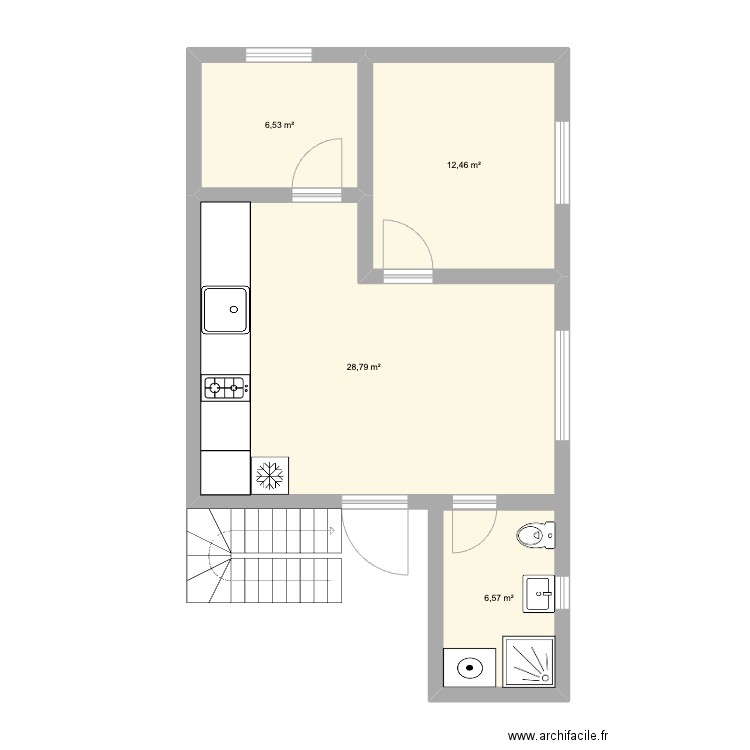 appart. Plan de 4 pièces et 54 m2