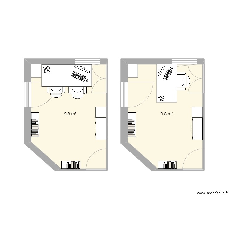 Plan burea. Plan de 2 pièces et 20 m2