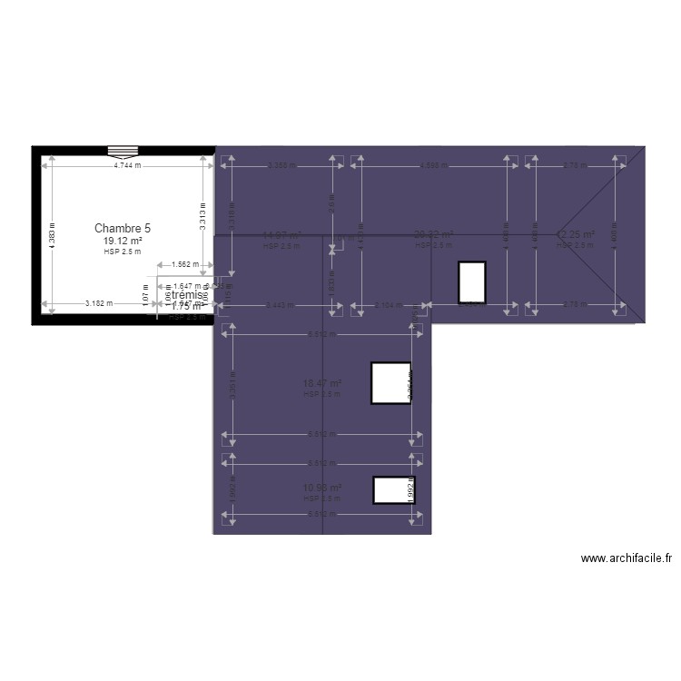 FOURNEVILLE Maison 1 2ème étage. Plan de 7 pièces et 98 m2