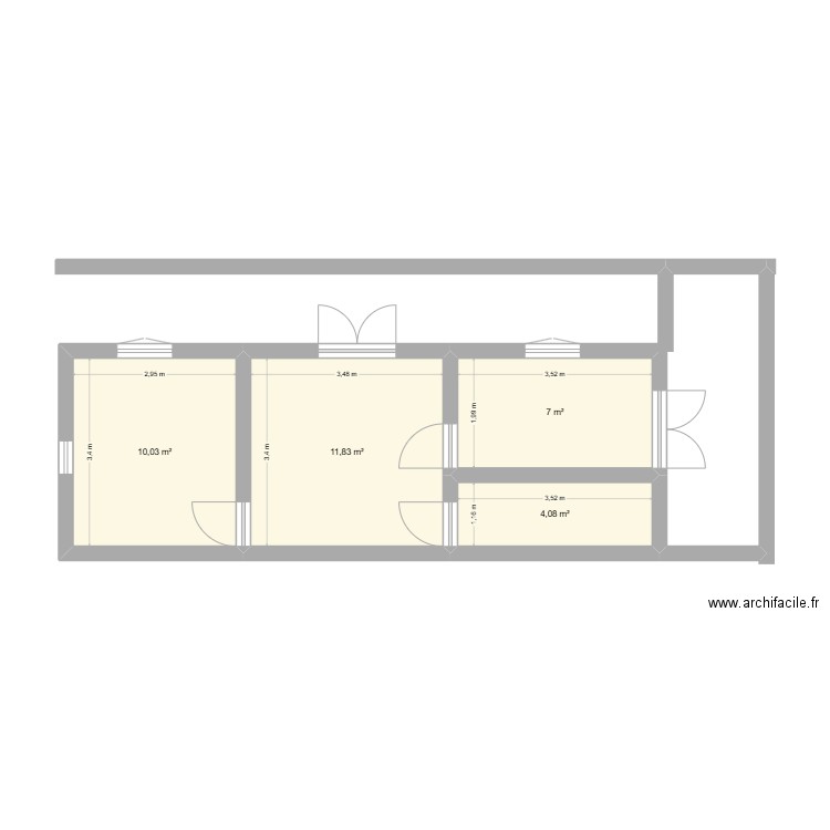 appart sépa 72. Plan de 4 pièces et 33 m2