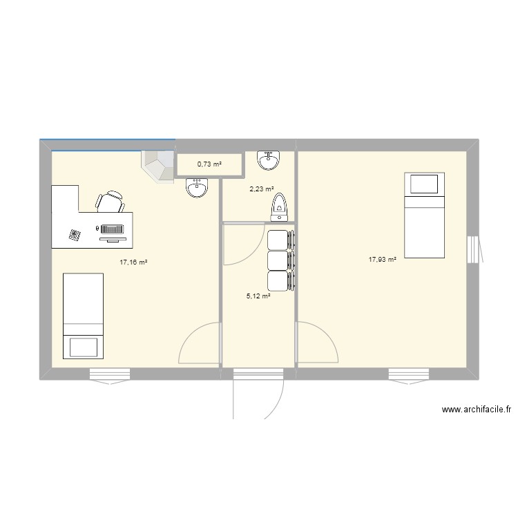 maison verte mairie. Plan de 5 pièces et 43 m2