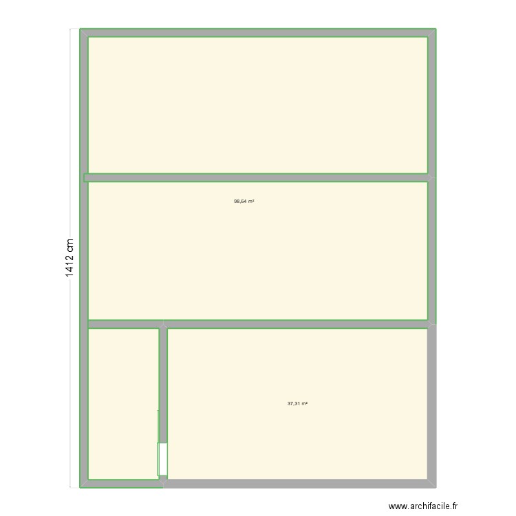 AAA. Plan de 2 pièces et 136 m2