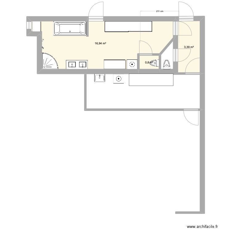 SALLE DE BAIN 4. Plan de 3 pièces et 21 m2