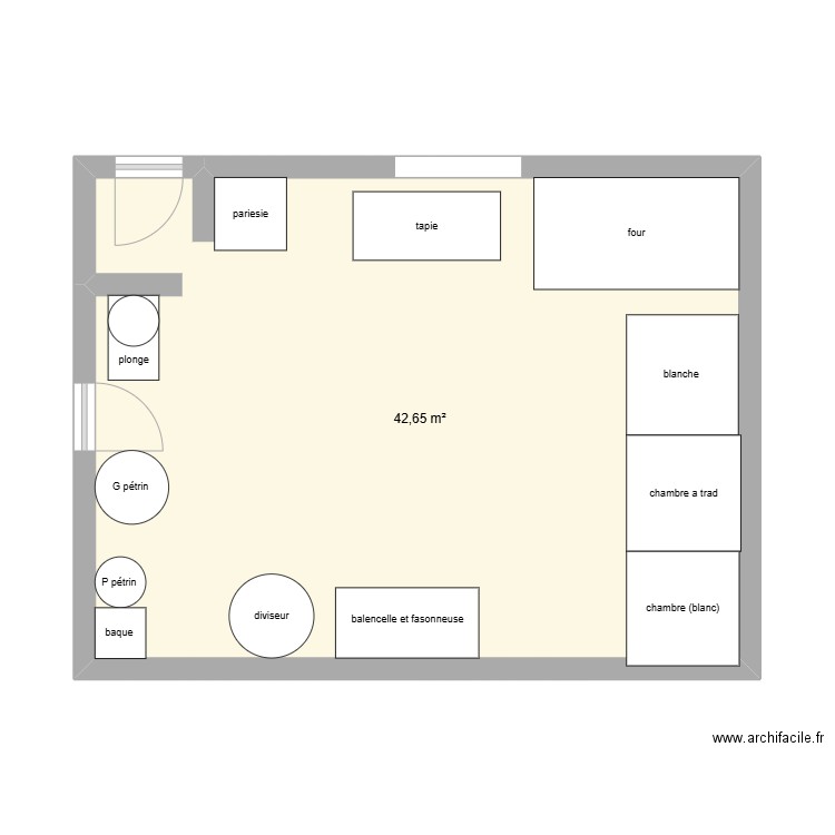 plan coco. Plan de 1 pièce et 43 m2