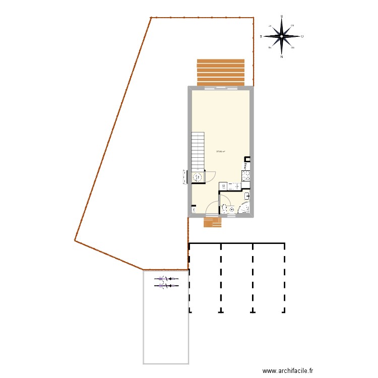 Plan Lacanau. Plan de 1 pièce et 38 m2