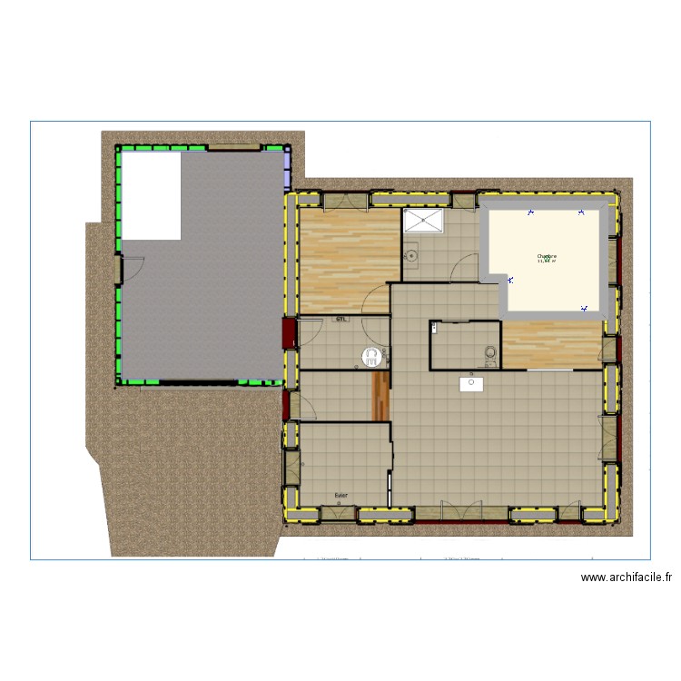 Plan élec. Plan de 1 pièce et 12 m2