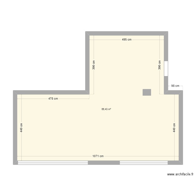 Farhat. Plan de 1 pièce et 66 m2