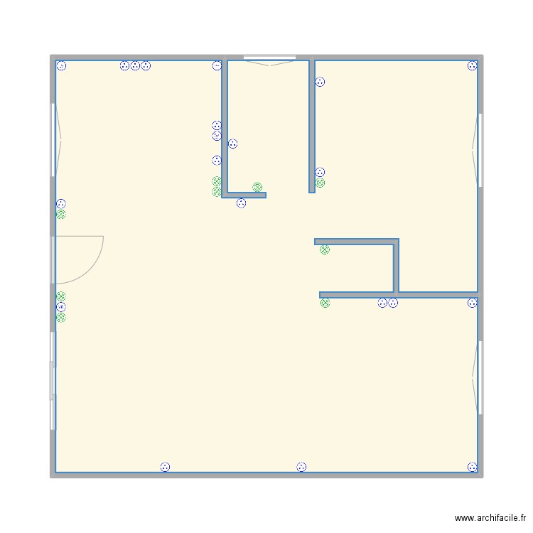 Électricité . Plan de 1 pièce et 61 m2