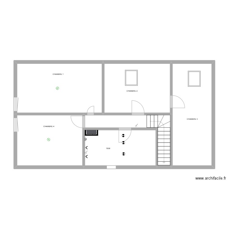 ETAGE SARA EN BARTH. Plan de 6 pièces et 78 m2