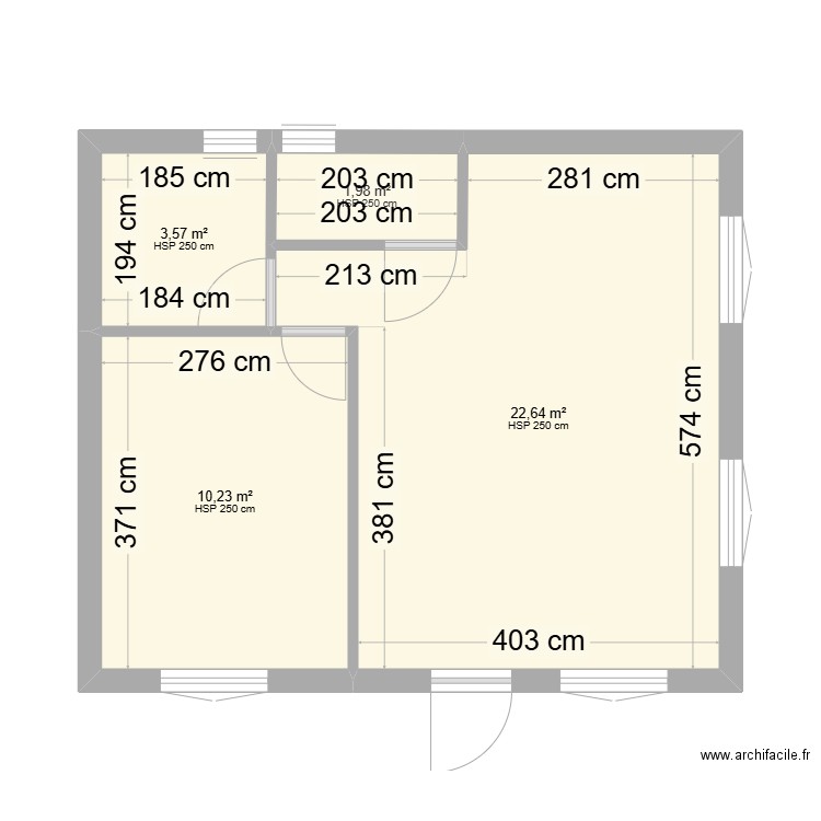 3 CONTAINERS 1 CH. Plan de 4 pièces et 38 m2