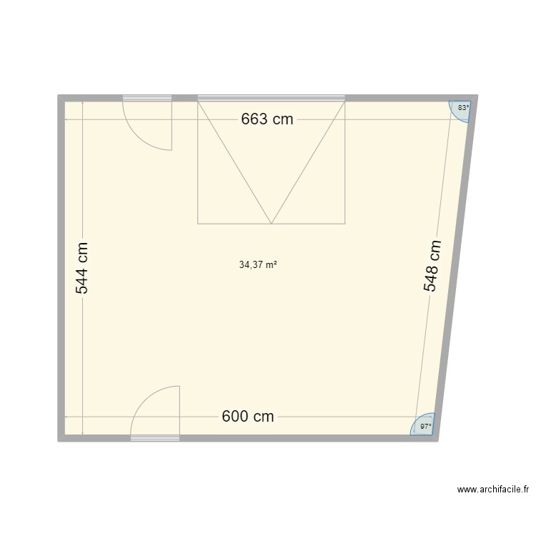 plan de masse. Plan de 1 pièce et 34 m2