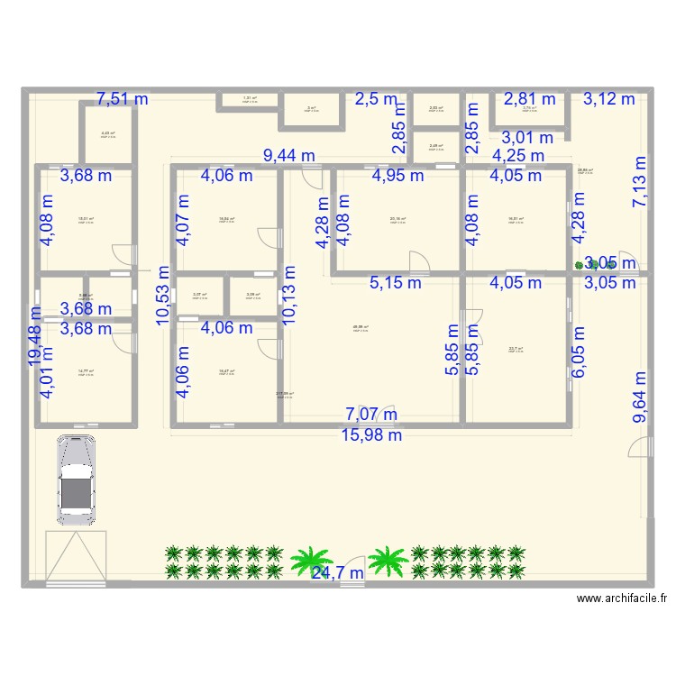 DIALIBATOU. Plan de 19 pièces et 497 m2