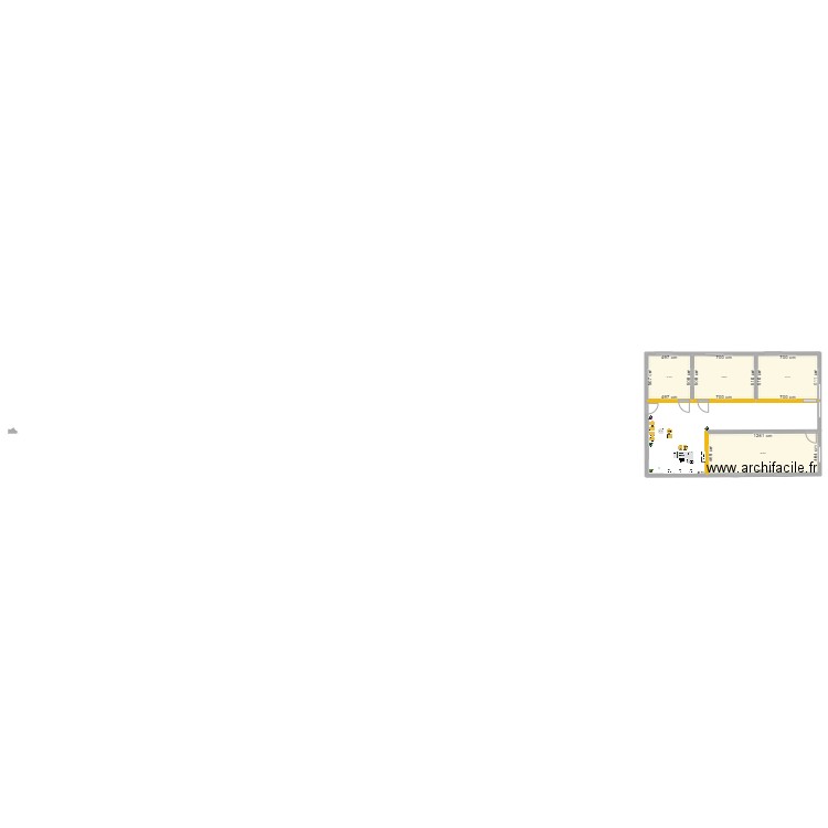 Bureau d'accueil et salle d'attente. Plan de 4 pièces et 155 m2