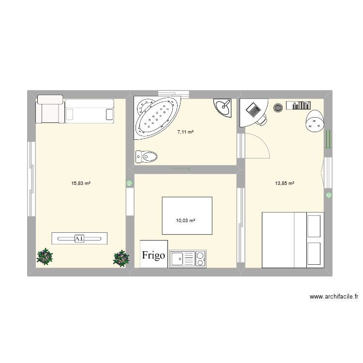 maisonette. Plan de 4 pièces et 47 m2